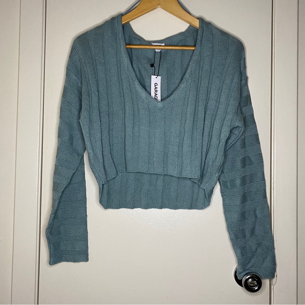 GARAGE NWT Seafoam Teal V-Neck Sweater
